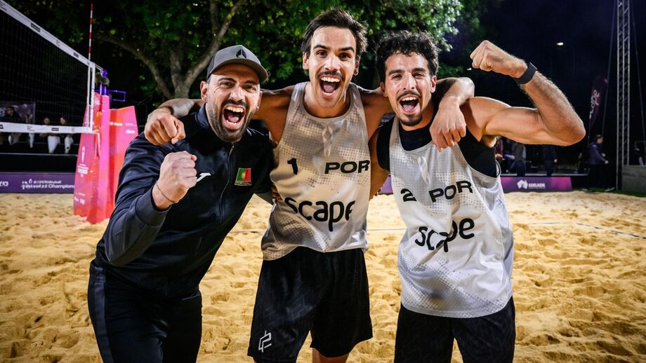 João Pedrosa e Hugo Campos nos oitavos-de-final do Mundial de voleibol de praia em Adelaide