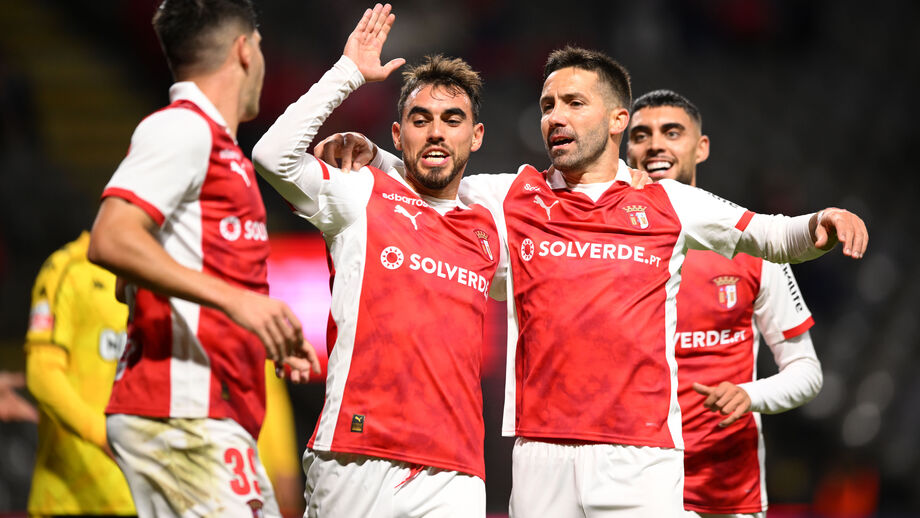 Jogadores do Sp. Braga festejam continuidade na Taça de Portugal