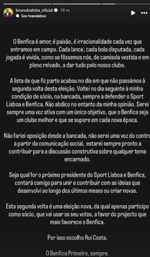 A publicação de Bruno Batista