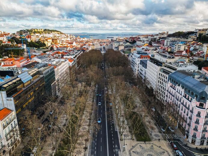 Vista aérea da Avenida da Liberdade, em Lisboa