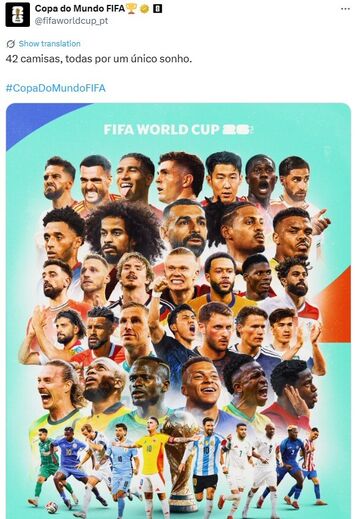 Publicação na página do Mundial