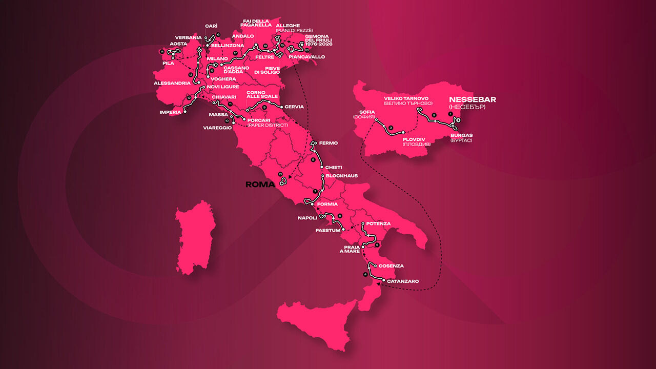 O mapa completo da 109.ª edição do Giro