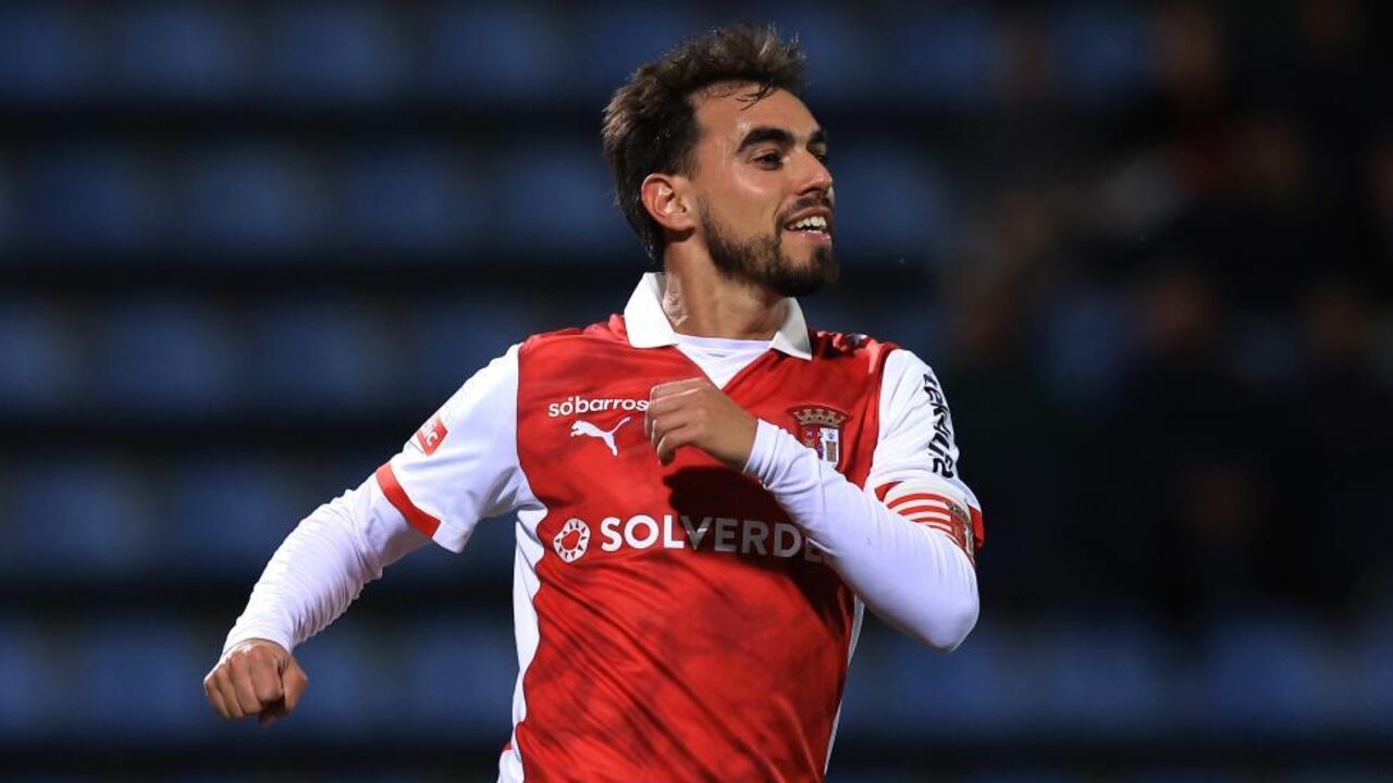 Ricardo Horta celebra golo pelo Sp. Braga contra o Arouca na Liga Betclic