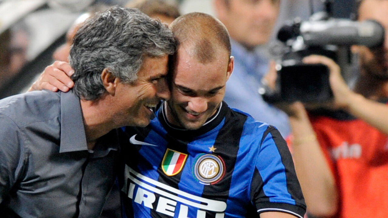 José Mourinho e Wesley Sneijder tiveram uma passagem feliz pelo Inter