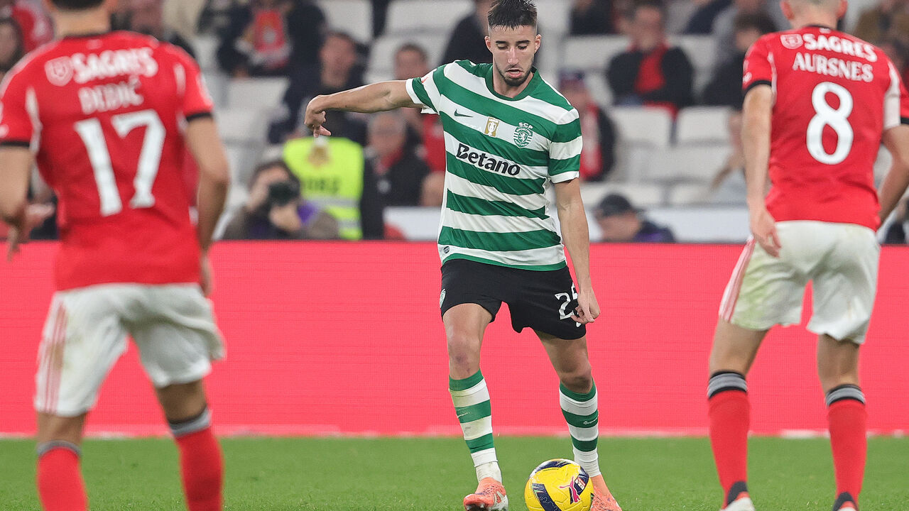 Gonçalo Inácio em ação no dérbi com o Benfica