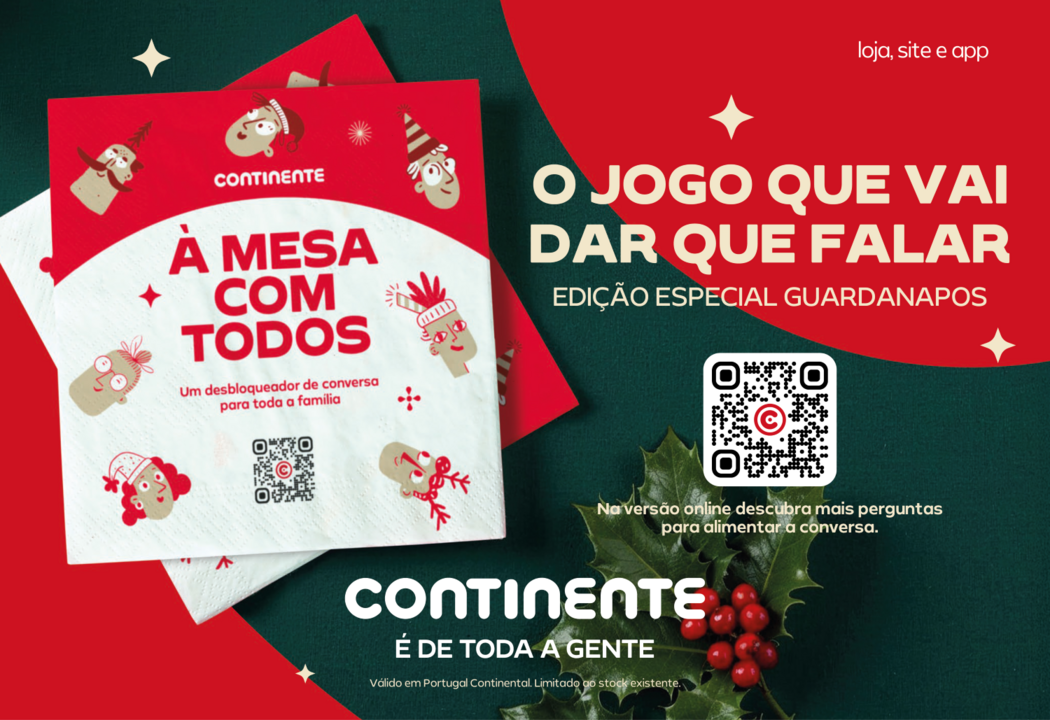 Continente lança edição especial de guardanapos para promover a conversa.
