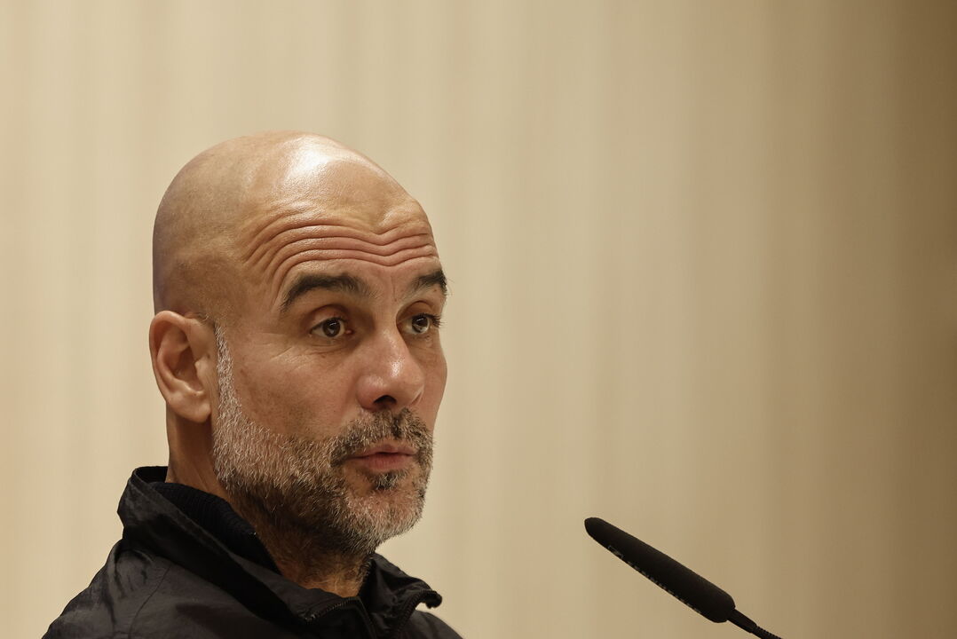 Pep Guardiola na sala de imprensa