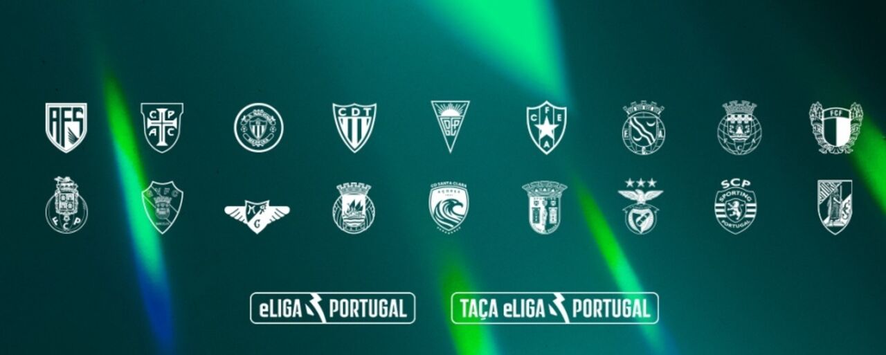 eLiga Portugal e Taça eLiga Portugal com emblemas de clubes