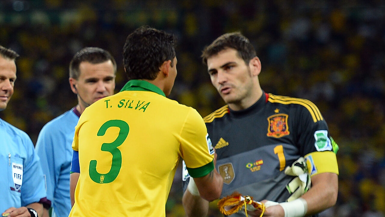 Thiago Silva e Casillas defrontaram-se em 2013 na Taça das Confederações