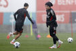 Prestianni durante o treino do Benfica