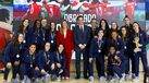 Seleção feminina recebida na Cidade do Futebol