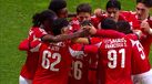Jogadores do Benfica B festejam o golo marcado ao Sporting B