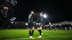 Haaland celebra golo na partida entre Fulham e Manchester City
