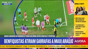 Novas imagens do momento em que Maxi Araújo é atingido por garrafas atiradas por adeptos do Benfica