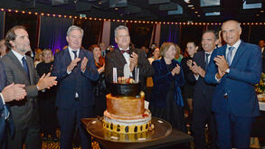 Miguel Albuquerque (à esquerda) no jantar do 115º aniversário do Nacional