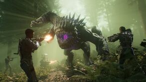 Novo shooter cooperativo: humanos enfrentam um monstro numa floresta densa