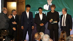 Rui Borges e os jogadores do Sporting durante a gala dos Prémios Stromp