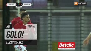 O golo que deu o empate ao Santa Clara frente ao Sporting: Lucas Soares ativou a meia distância e bateu João Virgínia