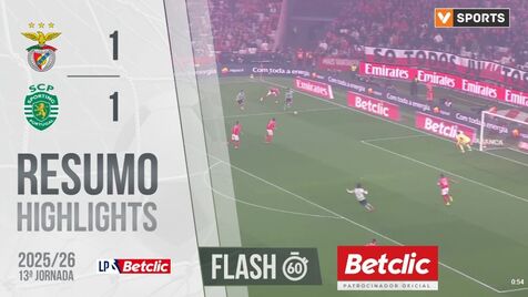 Liga Portugal Betclic (13ªJ): Resumo Flash Benfica 1-1 Sporting