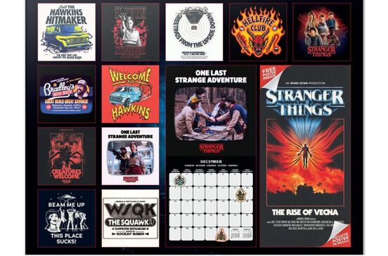 Calendário e posters alusivos à série Stranger Things