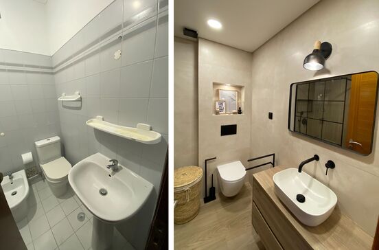 Antes e depois de remodelação da casa de banho pela Mudelar
