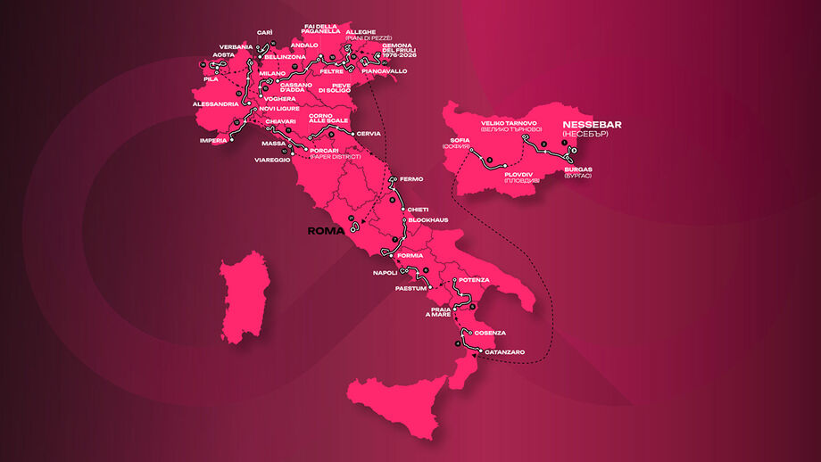 O mapa completo da 109.ª edição do Giro