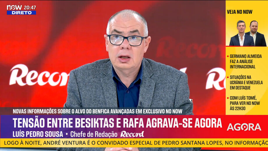 Chefe de redação de Record diz que o internacional português "dá preferência" aos encarnados