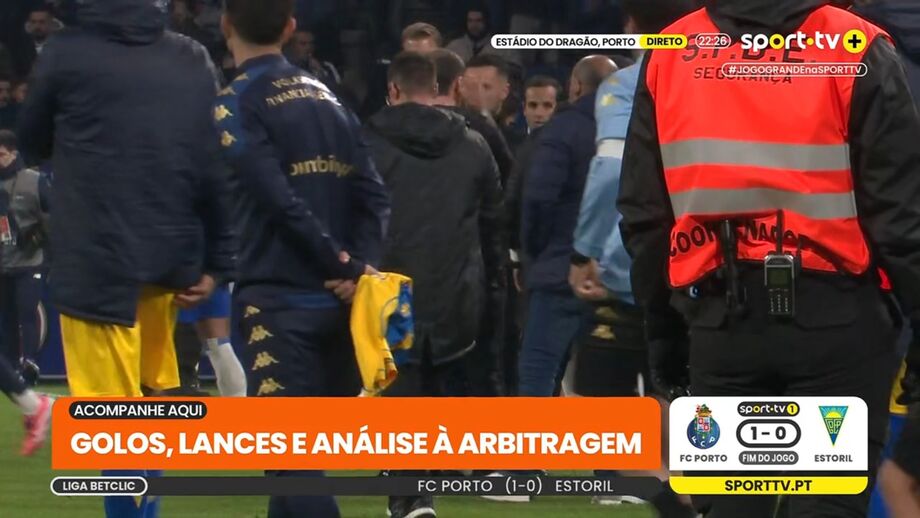 Novas imagens mostram a enorme confusão no relvado após o apito final do FC Porto-Estoril