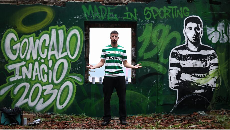 Com direito a graffiti e tudo: as imagens da sessão fotográfica de Gonçalo Inácio após renovar com o Sporting