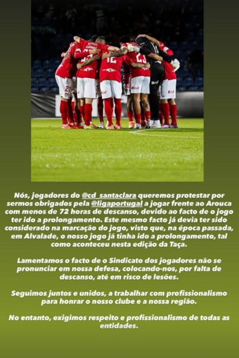 Publicação conjunta dos jogadores do Santa Clara