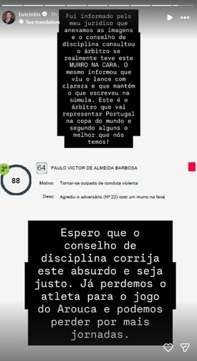 Mensagem de Vicintin nas redes sociais