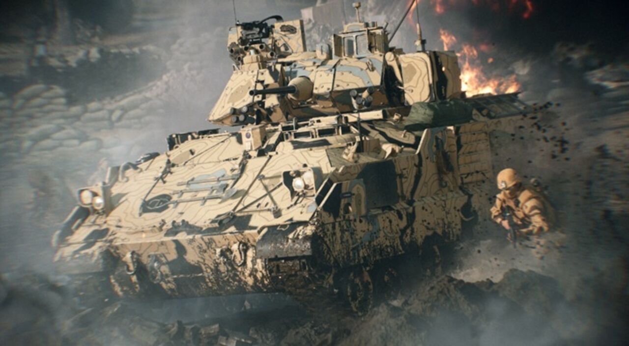 Tanque em ação durante a atualização da 1ª temporada de Battlefield 6