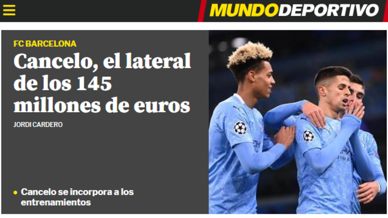 João Cancelo em destaque no 'Mundo Deportivo'