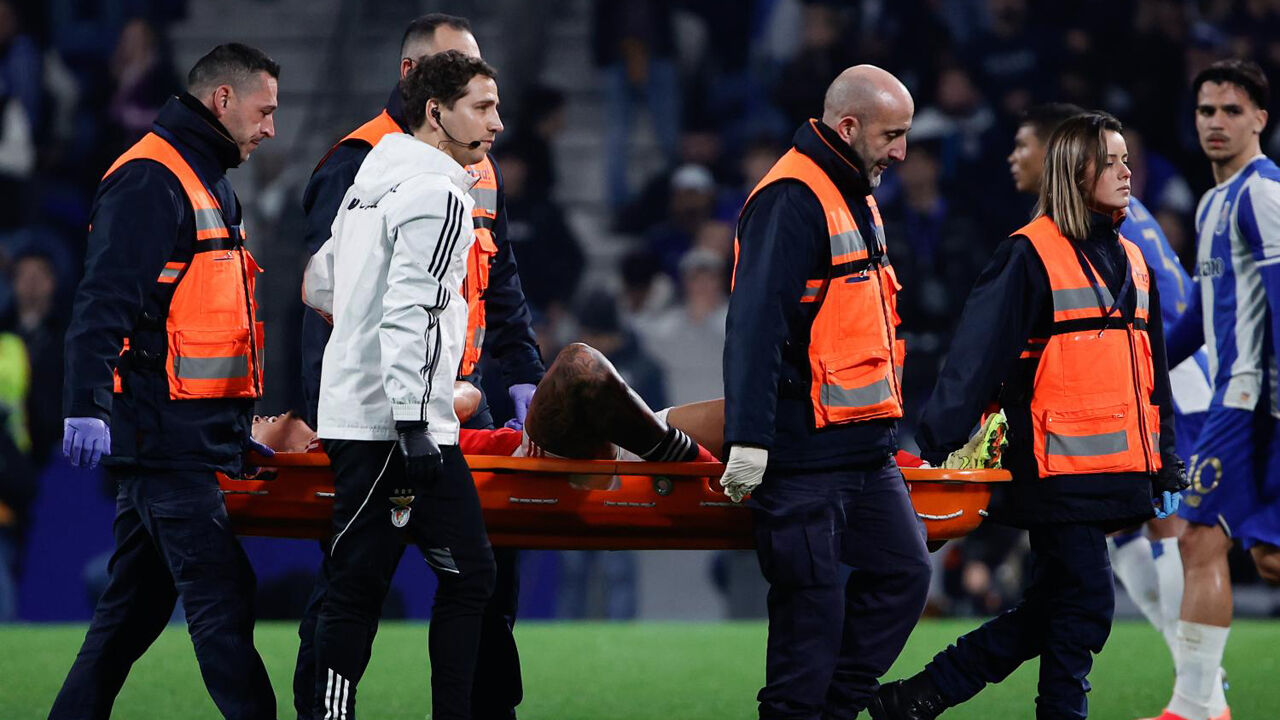 Richard Ríos saiu lesionado e com muitas queixas do clássico com o FC Porto