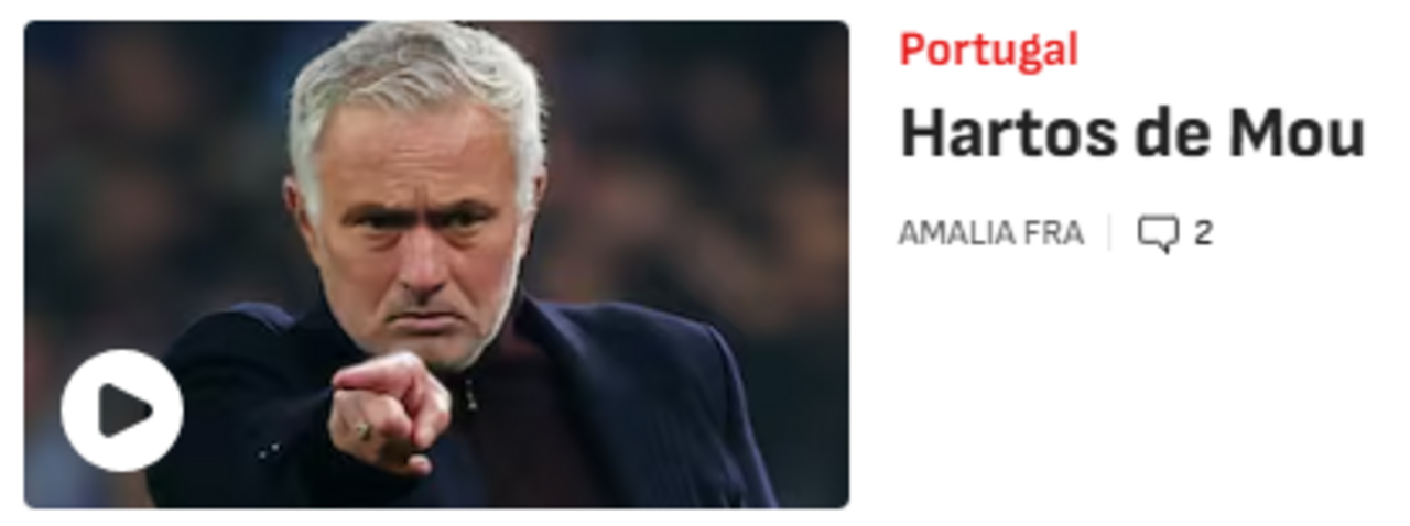 "Fartos de Mou", surge no 'AS'