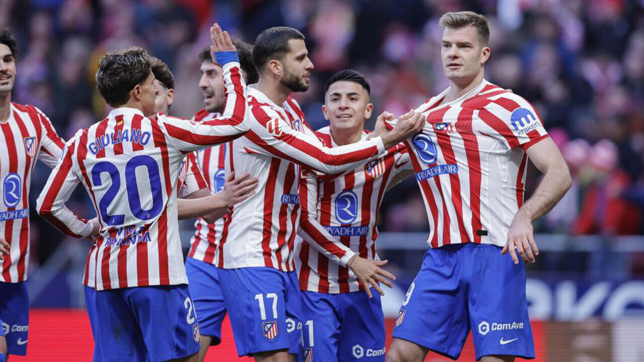 Jogadores do Atlético Madrid a celebrar 