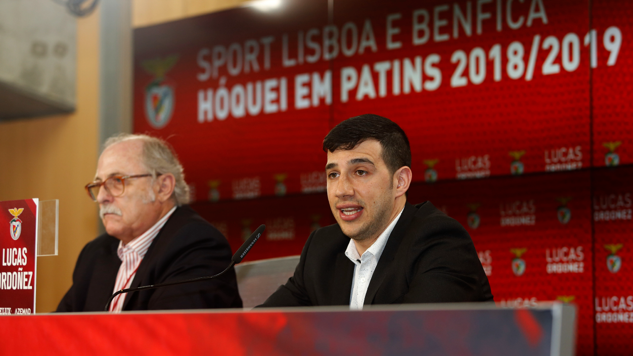 Lucas Ordoñez na apresentação no Benfica