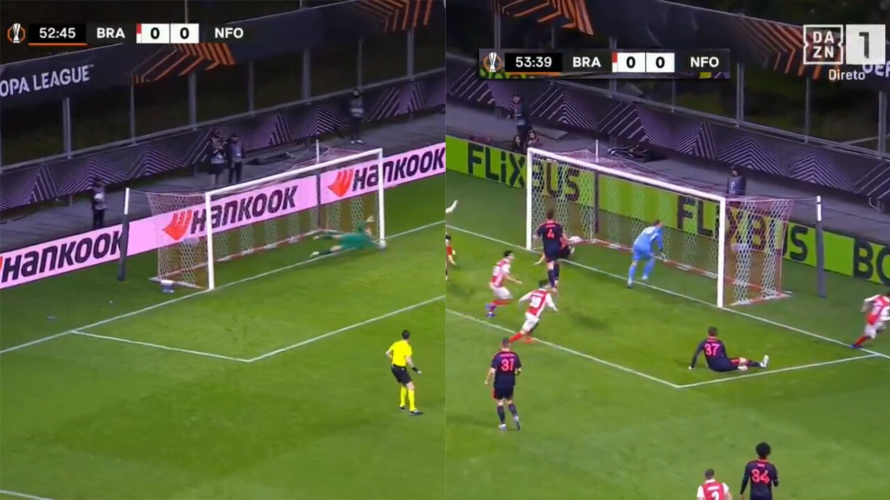 Braga na frente do Nottingham Forest após penálti defendido e autogolo