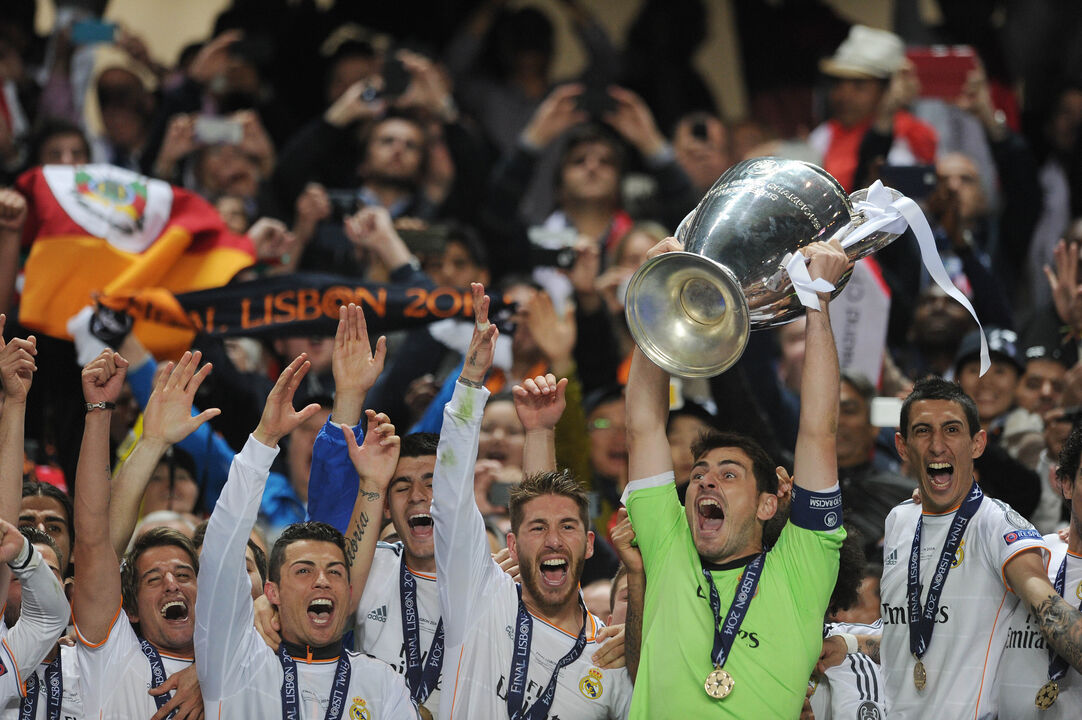 Real Madrid a festejar, em 2014, a conquista da Liga dos Campeões no Estádio da Luz