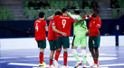 Jogadores de futsal de Portugal festejam