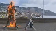 Homem deita fogo à estátua de CR7 no Funchal