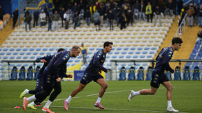 Jogadores do Estoril durante o treino desta quinta-feira