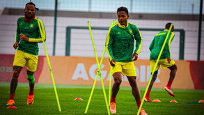 Geny Catamo durante o treino da seleção moçambicana