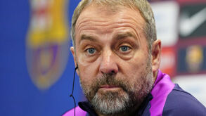 Hansi Flick em conferência de imprensa