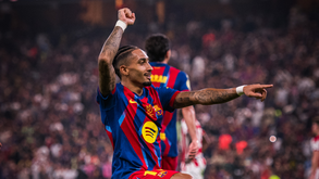 Raphinha festeja golo na meia-final da Supertaça de Espanha, frente ao Ath. Bilbao