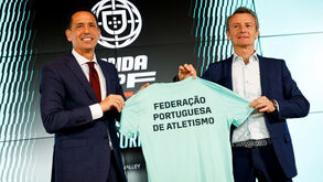 Pedro Proença ao lado de Paulo Guerra, vice-presidente da Federação Portuguesa de Atletismo