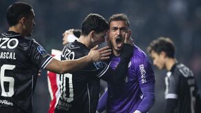 Jogadores do V. Guimarães celebram vitória contra o Sp. Braga
