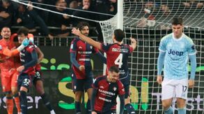 Festa do Cagliari após vitória frente à Juventus