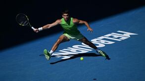 Carlos Alcaraz em ação no Open da Austrália