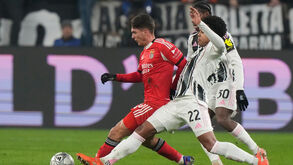 Momento do jogo entre Juventus e Benfica na Liga dos Campeões